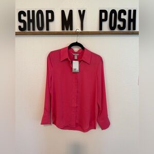 H&M Bright Pink Button Up Blouse Size Small NWT